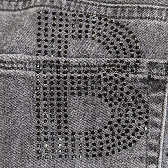 Good American size 14/32 Black Good Waist Skinny Jeans with Rhinestone BAD - Picture 8 of 13